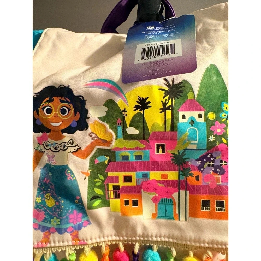 Back to School Backpack!  Encanto Backpack with Poms and Fringe Drawstring Close